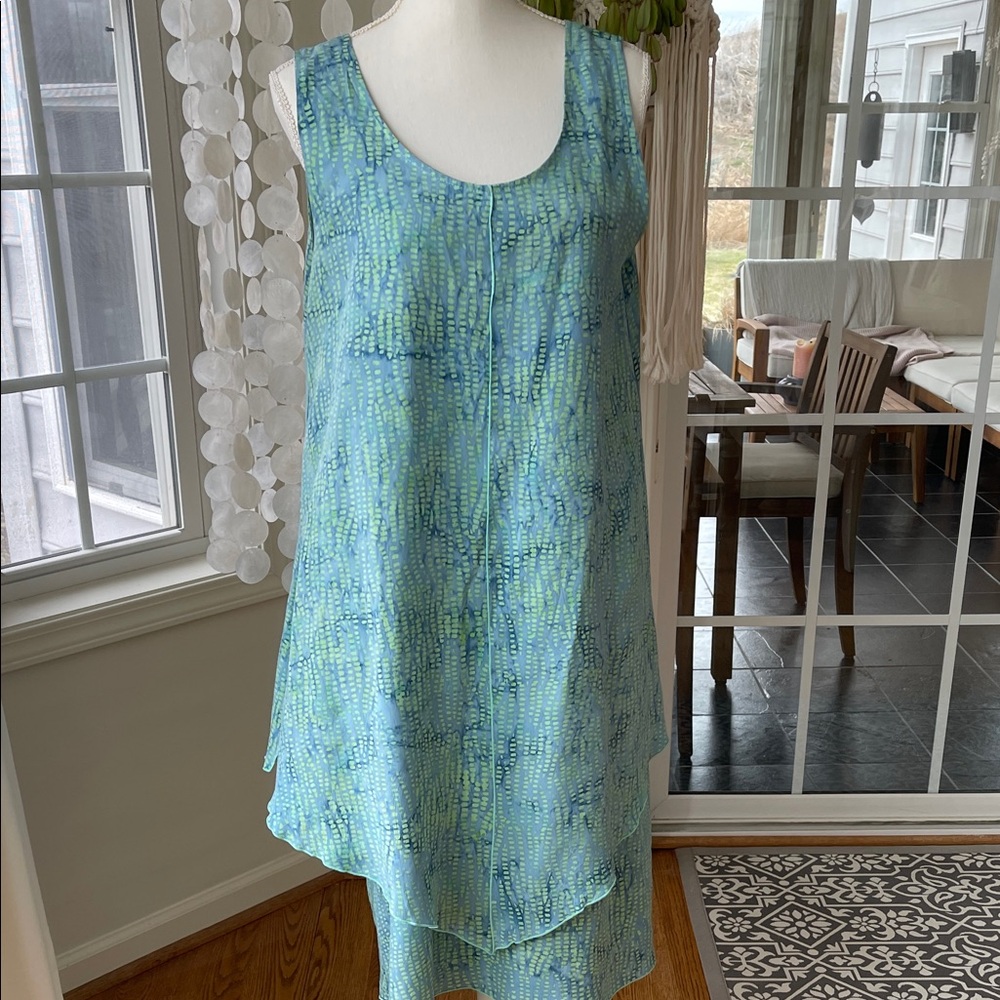 rayon, beautiful, mermaid, ocean turquoise batik dress size large